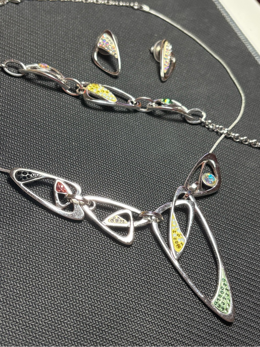 Swarovski Necklace, bracelet and earrings contemporary set.